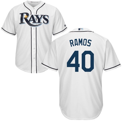 Rays #40 Wilson Ramos White Cool Base Stitched Youth MLB Jersey - Click Image to Close